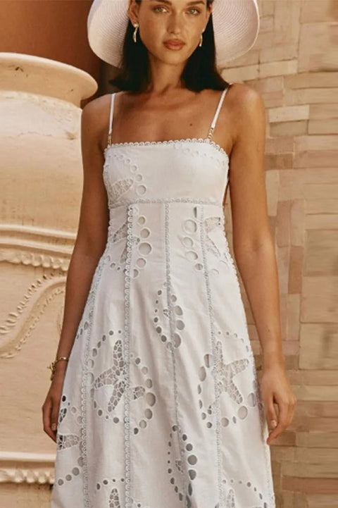 Backless Lace-Up Maxi Dress