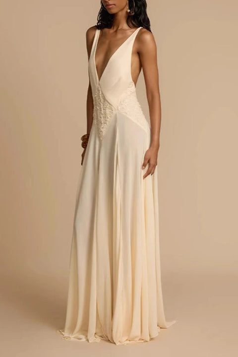 Deep V Lace Maxi Dress