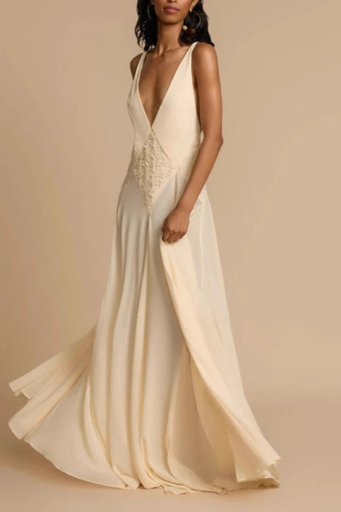 Deep V Lace Maxi Dress