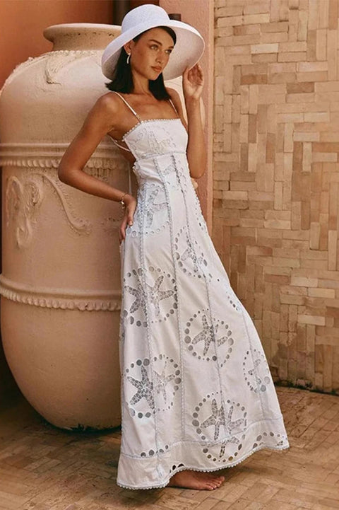 Backless Lace-Up Maxi Dress
