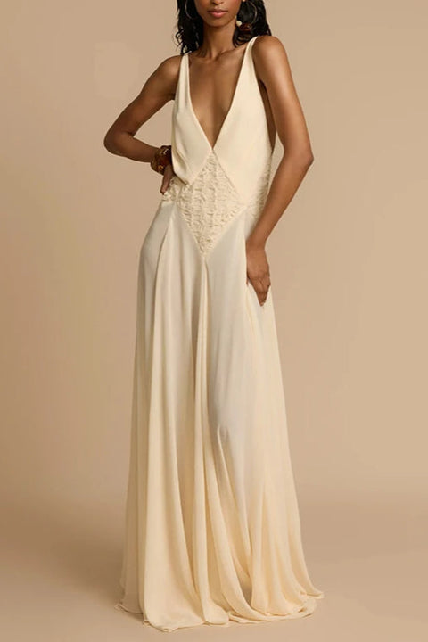 Deep V Lace Maxi Dress