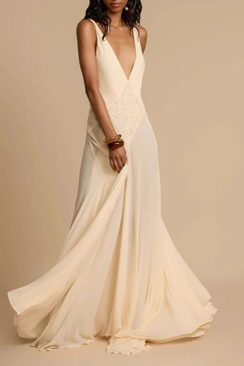 Deep V Lace Maxi Dress