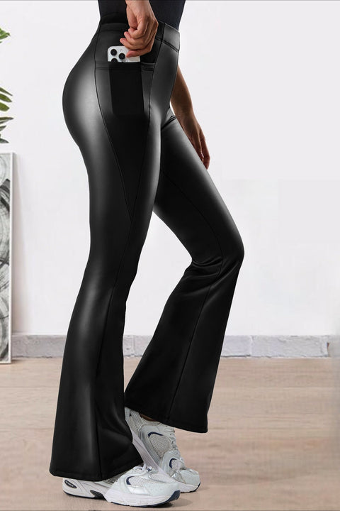 Faux Leather Flare Leggings