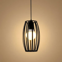 Nordic Black Oval Cage Pendant Light