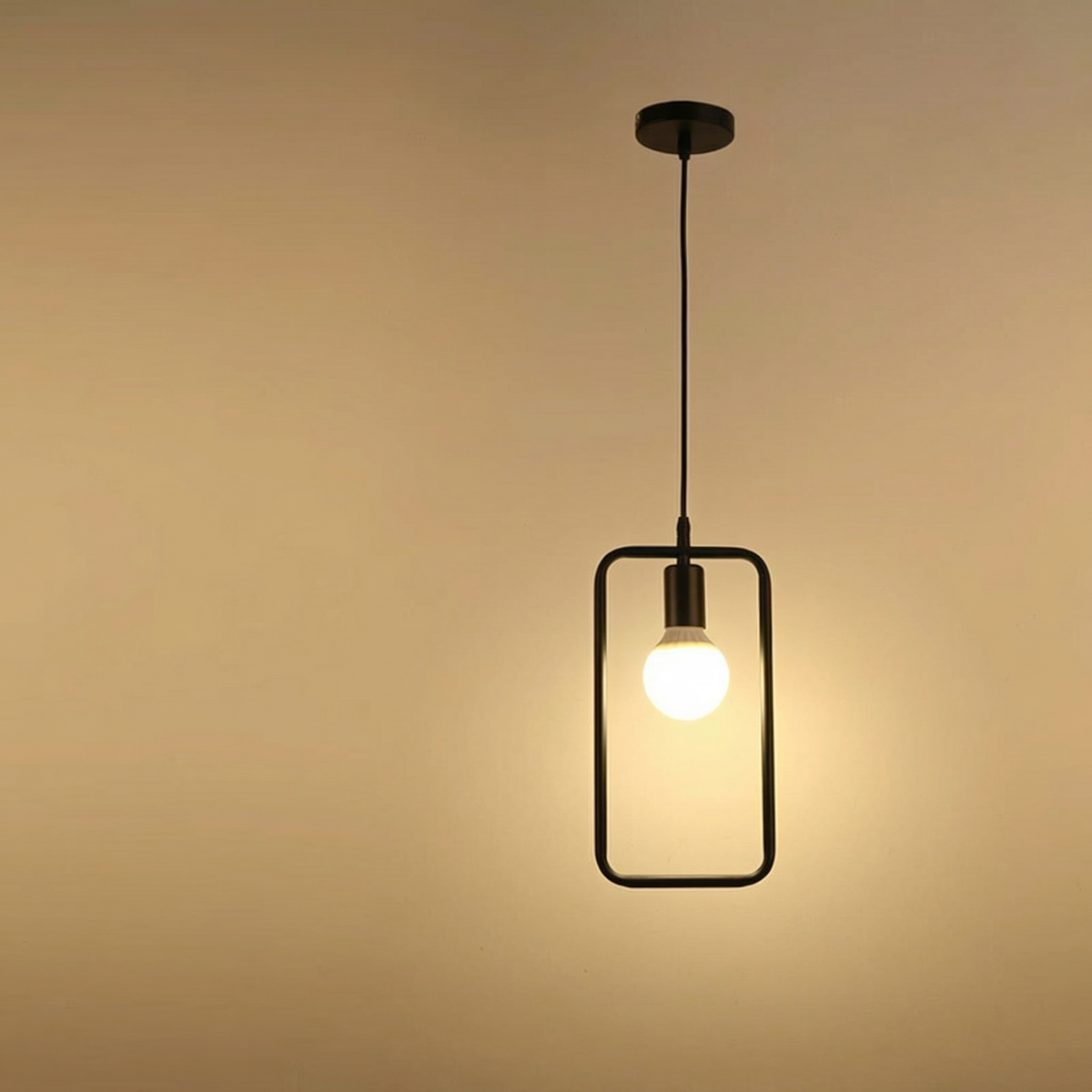 Nordic Black Rectangle Frame Pendant Light