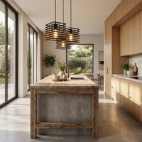 Nordic Black Square Cage Pendant Light