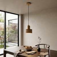 Japanese Walnut Wood Cylinder Pendant Light