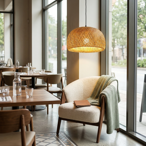 Handwoven Bamboo Dome Pendant Light