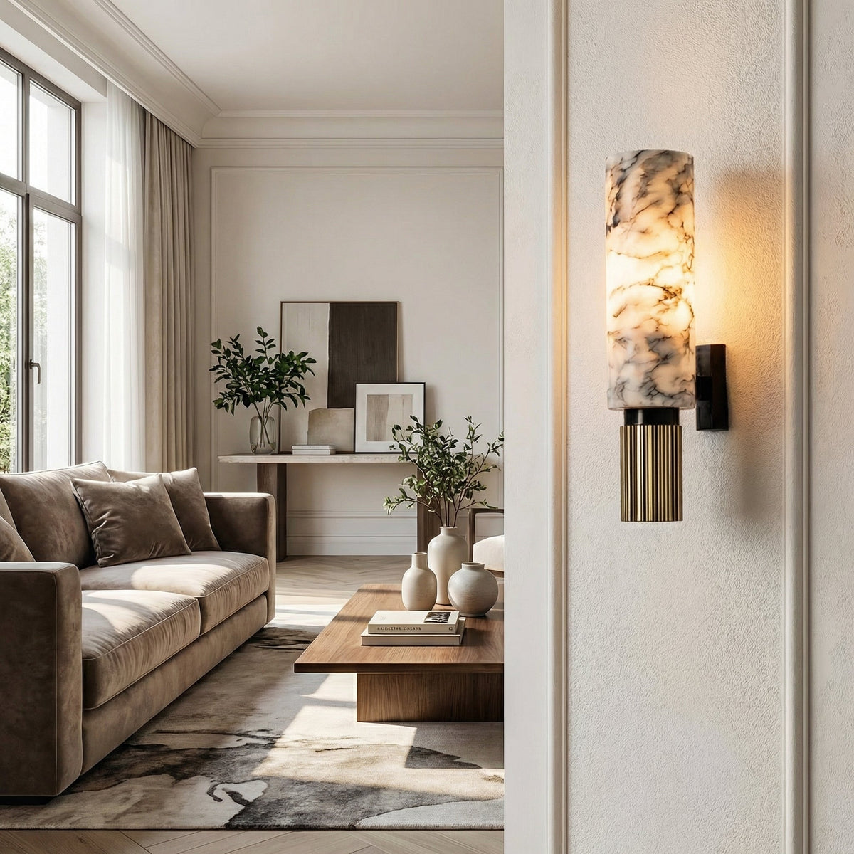 Luxury Marble & Brass Wall Lamp