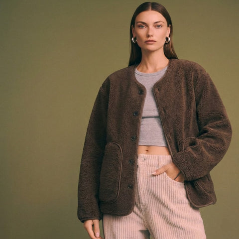 Fleece Collarless Jacket